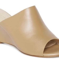 Heel & Buckle London Beige Peep-toe Wedges