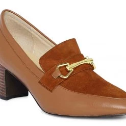 Heel & Buckle London Caramel Block Heeled Pumps