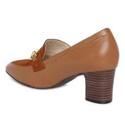 Heel & Buckle London Caramel Block Heeled Pumps