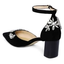 Heel & Buckle London Black Ankle Strap Embellished Sandals WOMEN