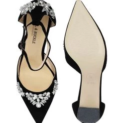 Heel & Buckle London Black Ankle Strap Embellished Sandals WOMEN