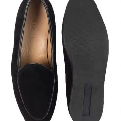 MEN Heel & Buckle London Black Suede Venetian Loafers