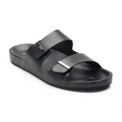 Heel & Buckle London Black Strappy Slip-on Sandals MEN