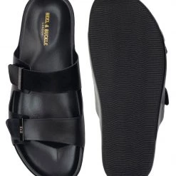 Heel & Buckle London Black Strappy Slip-on Sandals MEN