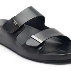 Heel & Buckle London Black Strappy Slip-on Sandals MEN