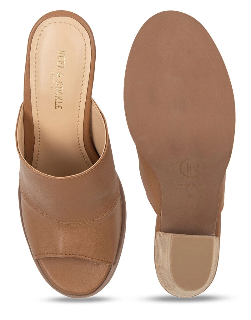 WOMEN Heel & Buckle London Tan Leather Mules 5 WOMEN Heel & Buckle London Tan Leather Mules