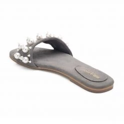 Heel & Buckle London Grey Pearl Studded Slip-ons WOMEN