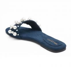 WOMEN Heel & Buckle London Navy Pearl Studded Slip-ons 10 WOMEN Heel & Buckle London Navy Pearl Studded Slip-ons