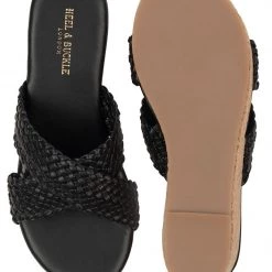 Heel & Buckle London Black Braided Wedges WOMEN