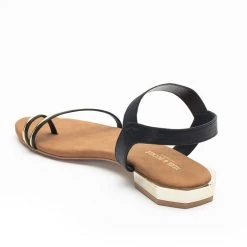 Heel & Buckle London Black & Gold Flat Sandals