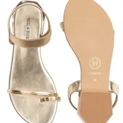 Copy Of Heel & Buckle London Black & Gold Flat Sandals WOMEN