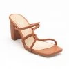 Heel & Buckle London Brown Strappy Block Heels