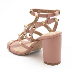 WOMEN Heel & Buckle London Rose Pink Embellished Gladiator Block Heels