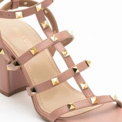 WOMEN Heel & Buckle London Rose Pink Embellished Gladiator Block Heels