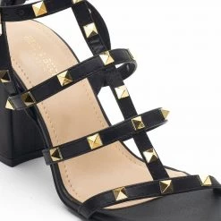 Heel & Buckle London Black Embellished Gladiator BlocK Heels WOMEN