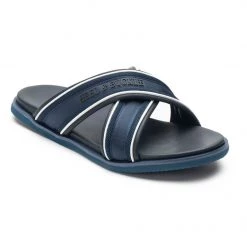 Heel & Buckle London Navy Slip-on Sandals