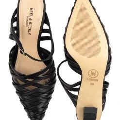 Heel & Buckle London Asymmetrical Black Strappy Sandals