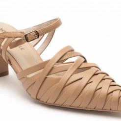 Heel & Buckle London Asymmetrical Beige Strappy Sandals