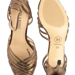 Heel & Buckle London Metallic Copper Ankle Strap Sandals