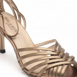 Heel & Buckle London Metallic Copper Ankle Strap Sandals