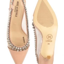 Heel & Buckle London Blush Pink Studded Perspex Sandals