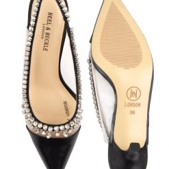 Heel & Buckle London Black Studded Perspex Sandals WOMEN