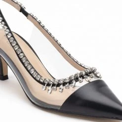 Heel & Buckle London Black Studded Perspex Sandals WOMEN