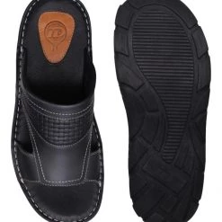 ID MENS BLACK WITHOUT BACK STRAP SANDAL
