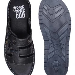 ID MENS BLACK WITHOUT BACK STRAP SANDAL