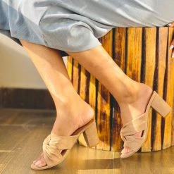 Inc.5 SUEDE BLOCK HEEL MULE-BEIGE Casual