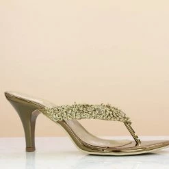 Inc.5 SALE EMBROIDED THONG - ANTIQUE GOLD