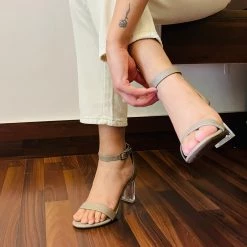 Inc.5 GLASS HEEL COUNTER SANDAL-DARK BEIGE WOMEN