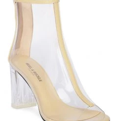 Heel & Buckle London Beige Lucite Peep-toe Boots