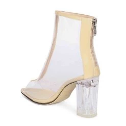 Heel & Buckle London Beige Lucite Peep-toe Boots
