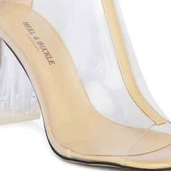 Heel & Buckle London Beige Lucite Peep-toe Boots