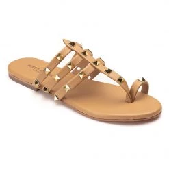 Heel & Buckle London Tan Studded Flats