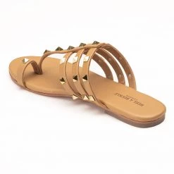 Heel & Buckle London Tan Studded Flats