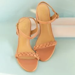 Inc.5 BLOCK HEEL WOVEN SANDAL - PEACH 11 Inc.5 BLOCK HEEL WOVEN SANDAL - PEACH