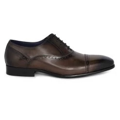 Heel & Buckle London Grey Medallion Wingtip Oxfords Formal Shoes MEN