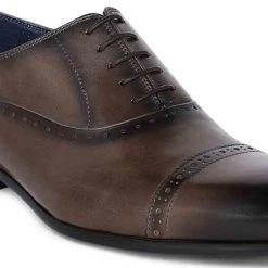 Heel & Buckle London Grey Medallion Wingtip Oxfords Formal Shoes MEN