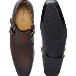 Heel & Buckle London MEN Brown Triple Monk Shoes