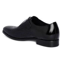 Heel & Buckle London Charcoal Woven Single Monk Shoes