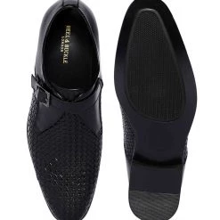 Heel & Buckle London Charcoal Woven Single Monk Shoes
