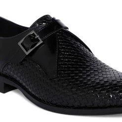 Heel & Buckle London Charcoal Woven Single Monk Shoes