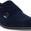 Heel & Buckle London Navy Suede Double Monk Shoes MEN