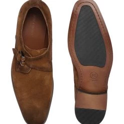 Heel & Buckle London Tan Suede Single Monk Shoes MEN