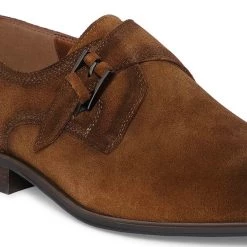 Heel & Buckle London Tan Suede Single Monk Shoes MEN