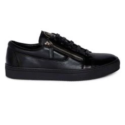 Heel & Buckle London Black Side Zip Formal Sneaker
