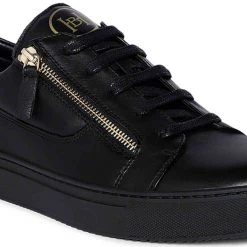 Heel & Buckle London Black Side Zip Formal Sneaker