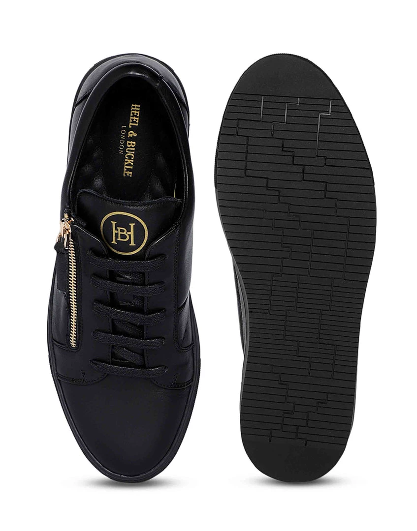 Heel & Buckle London Black Side Zip Formal Sneaker 6 Heel & Buckle London Black Side Zip Formal Sneaker